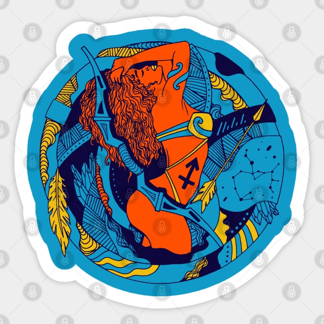 Orange Blue Sagittarius Beauty Sticker by kenallouis